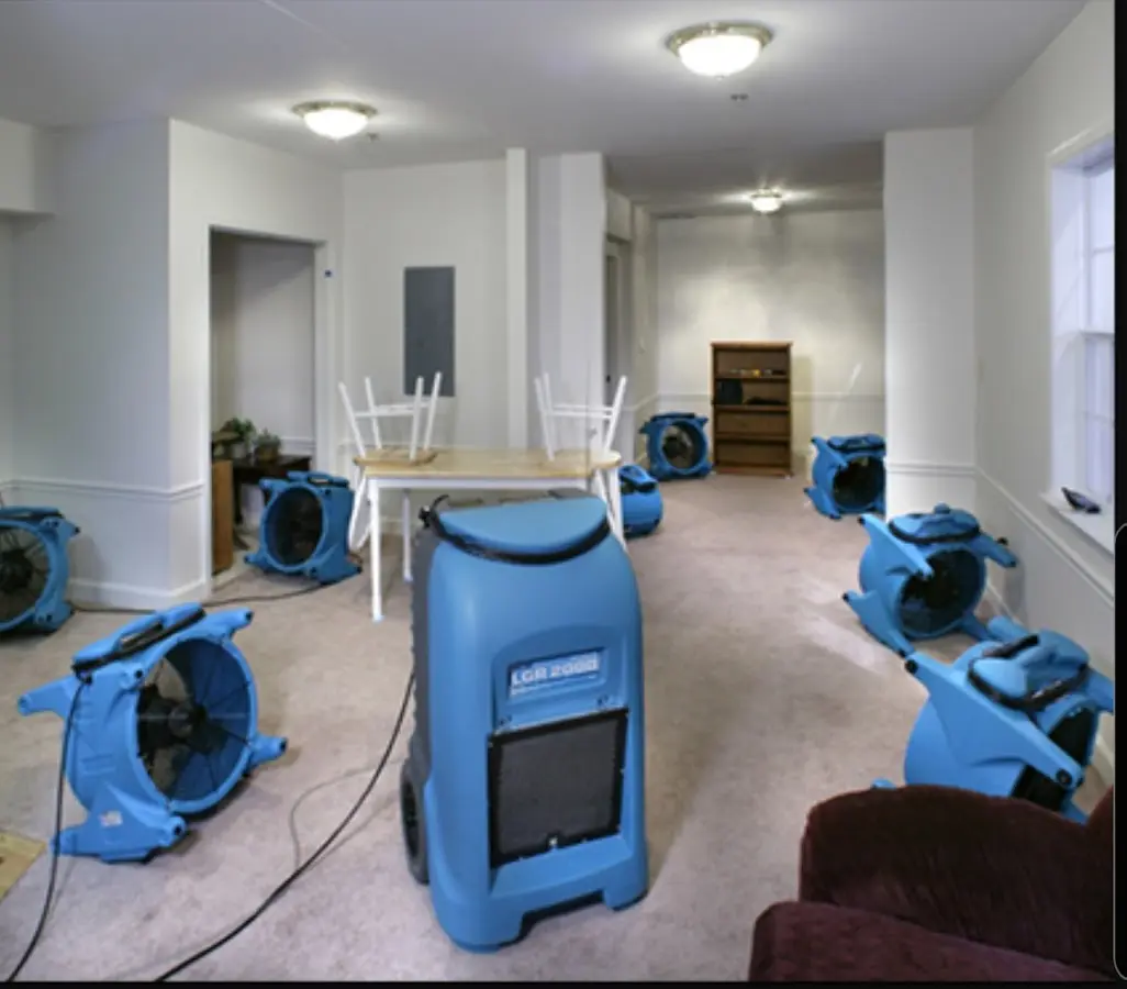 Air movers and dehumidifier setup for Water Extraction & Removal in Prairie View